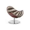 Unique Modern Swivel Chair Stainless SteeL+Leather Fabric Reclining Chair Leisure Revolving Chair