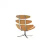 Half leather corona lounger chair and ottoman/stool