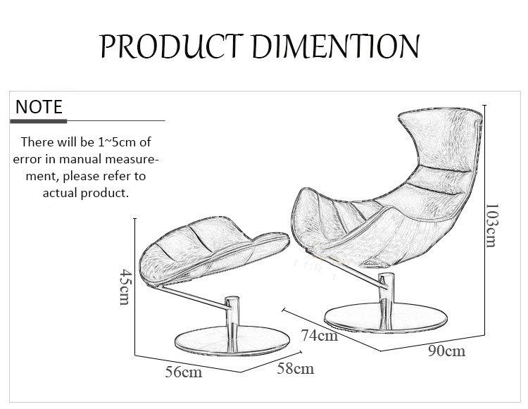 Hot Sale Bent Wood Reclining Chair With Footrest Stainless Steel Base Leather Chair