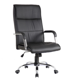 M&C office use black synthetic leather double cushion soft seating chair