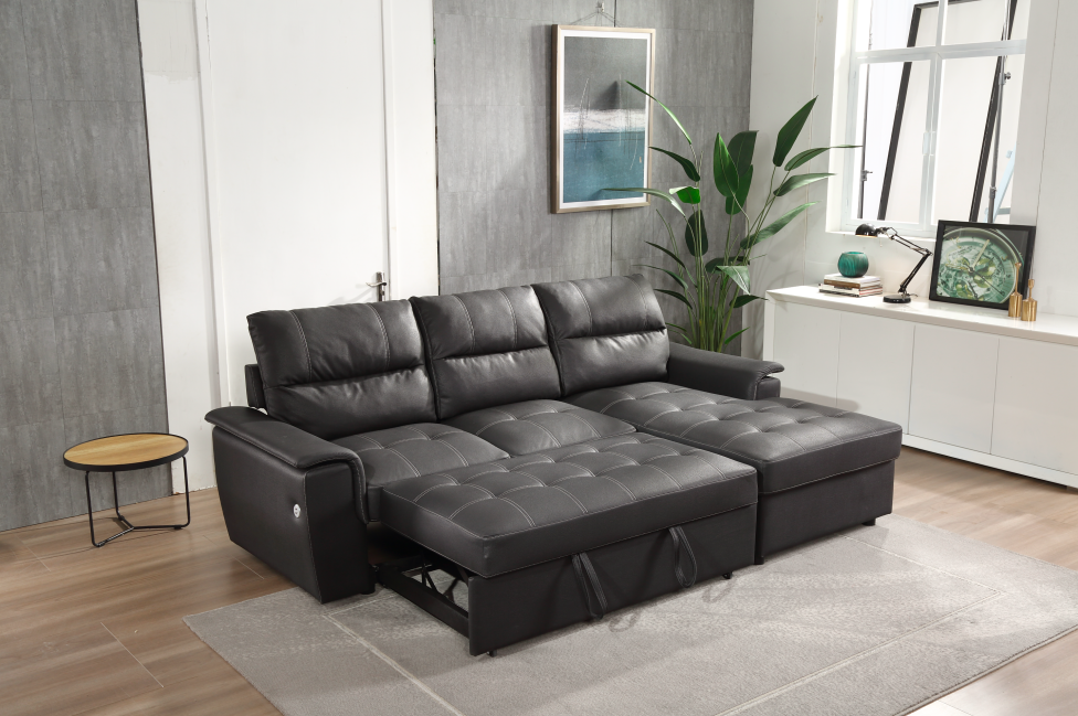 Leather Sectional Sofa Bed Cum With Storage