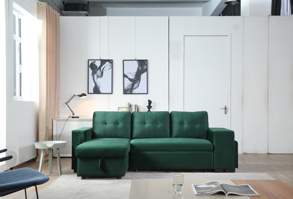 Sectional sleeper sofa cum bed with storage