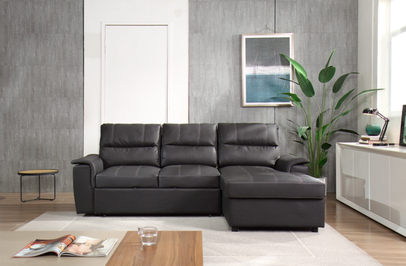 Leather Sectional Sofa Bed Cum With Storage