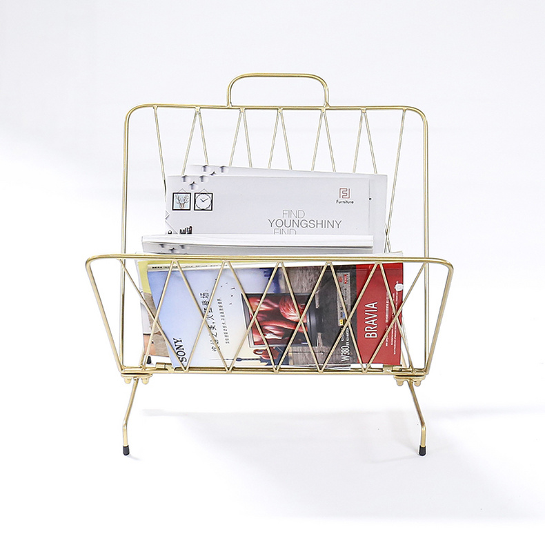 Metal wire desktop folding storage organizer mini floor staning magazine display rack