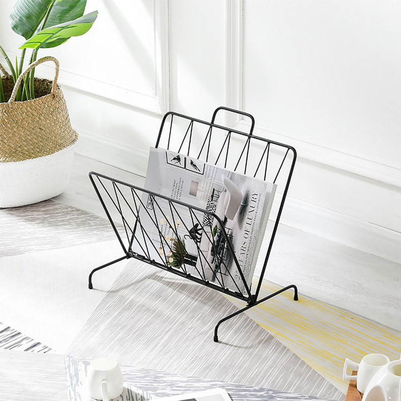 Metal wire desktop folding storage organizer mini floor staning magazine display rack