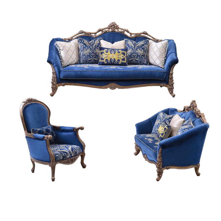 Blue Classical Sofa Set