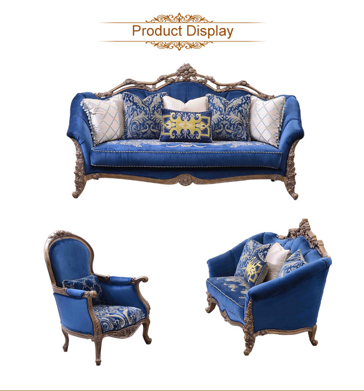 Blue Classical Sofa Set