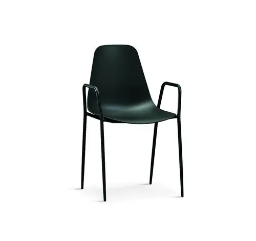 High Quality Hot Sale French Style Furniture Plastic Black Fashion Plastic Armchair modern restaurant Chair with Metal Leg