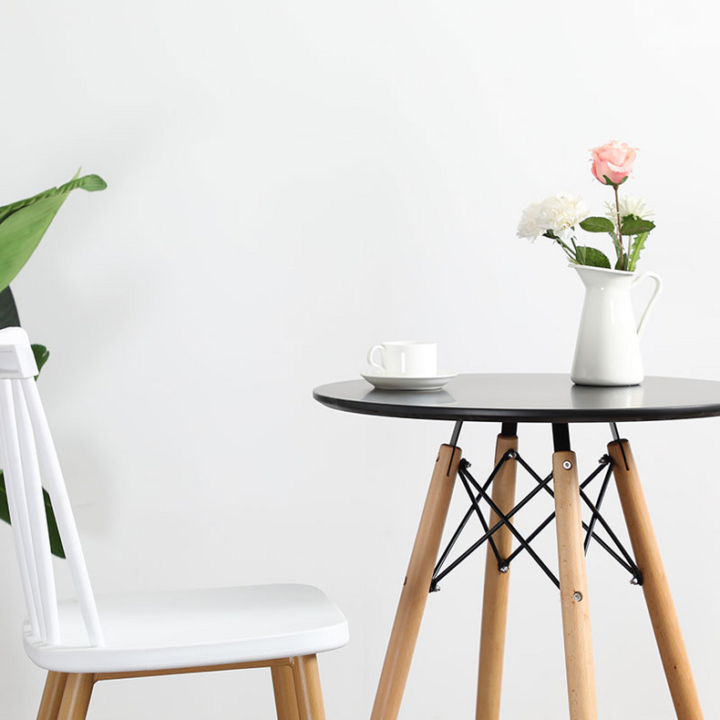 Round black white mdf dining table