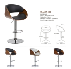 chrome base pu seat bentwood high quality wooden bar stool