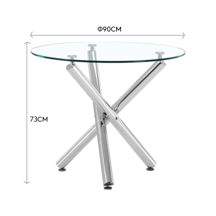 High quality black round glass table for dining room