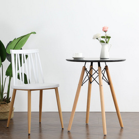 Round black white mdf dining table