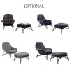 Fabric cushion stainless steel base leisure lounge chair with ottoman for living room
