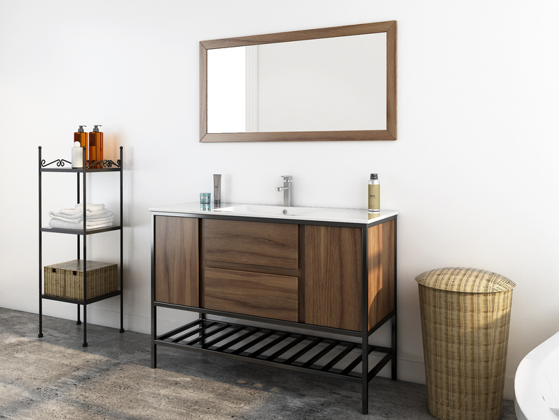 Modern Wood Ceramic Double Sink Bathroom Vanity MLYJ-14