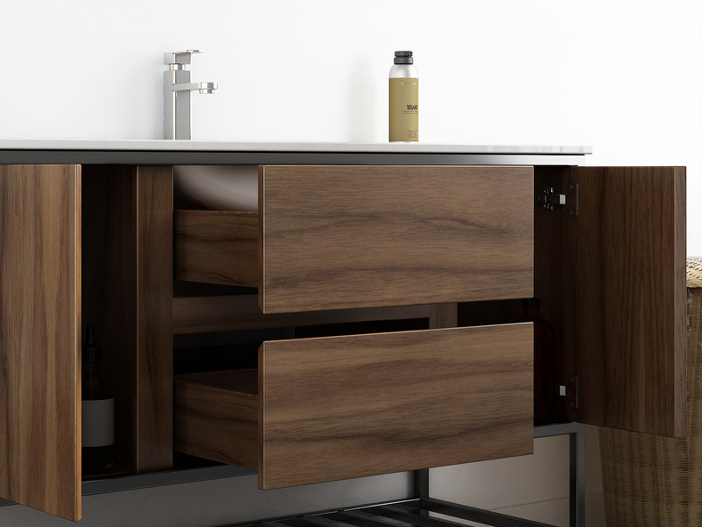 Modern Wood Ceramic Double Sink Bathroom Vanity MLYJ-14