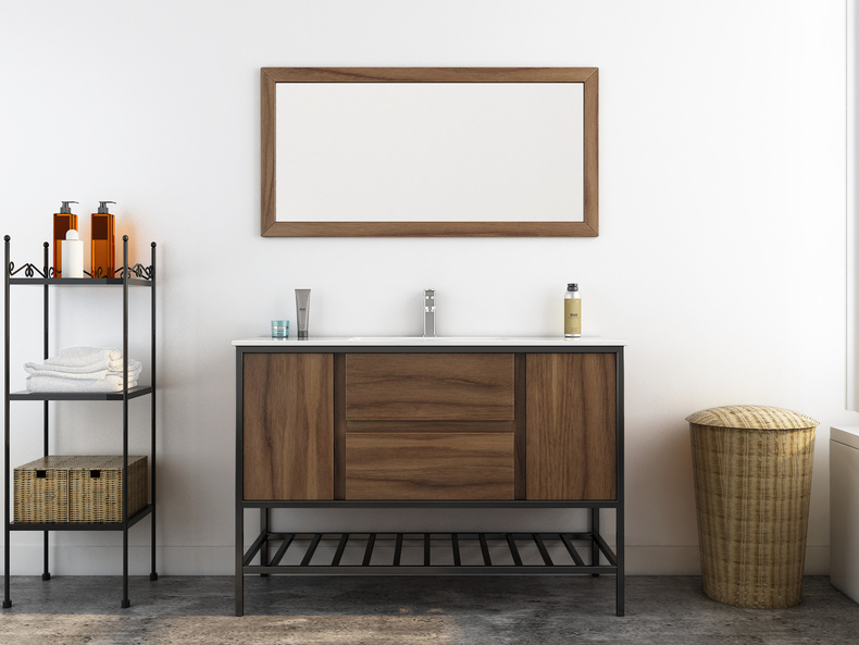 Modern Wood Ceramic Double Sink Bathroom Vanity MLYJ-14