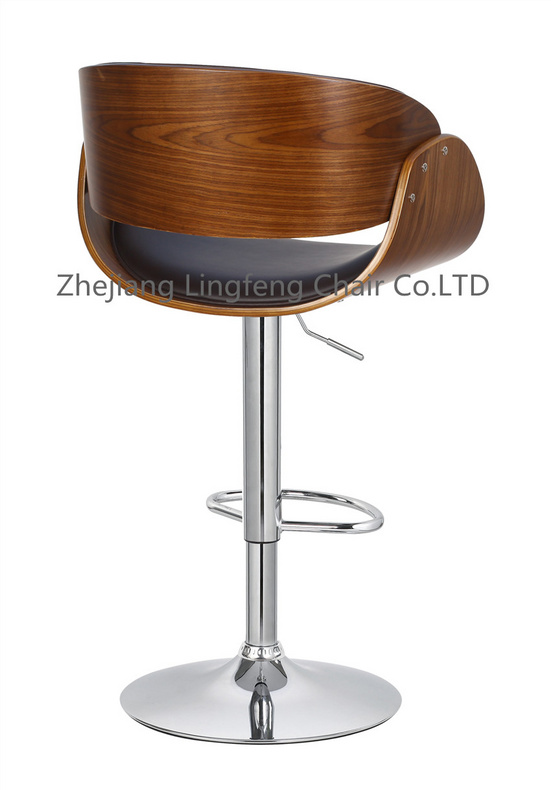 chrome base pu seat bentwood high quality wooden bar stool