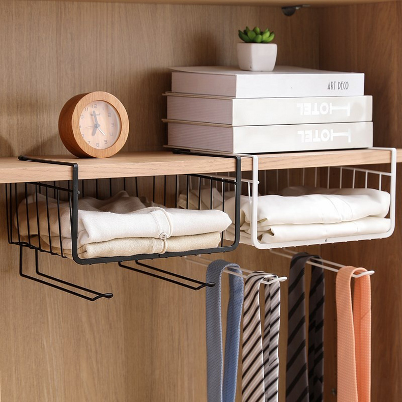 Nail-free clapboard storage organizer rack home metal hanging muilt-functional basket organizer shelf