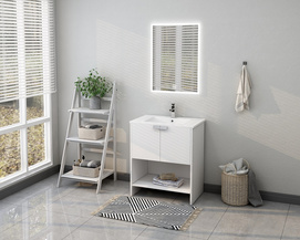 Wholesale Home Furniture White Wooden Ceramic Sink Bathroom Vanities MPYJ-47