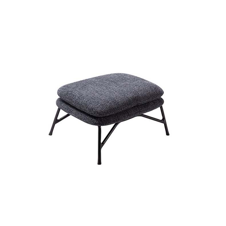 Fabric cushion stainless steel base leisure lounge chair with ottoman for living room