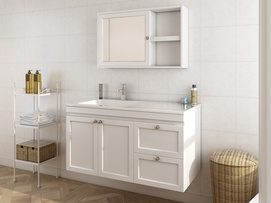 Luxury Australian White Wood Glossy Painting Ceramic Basin Bathroom Vanities MPYJ-21