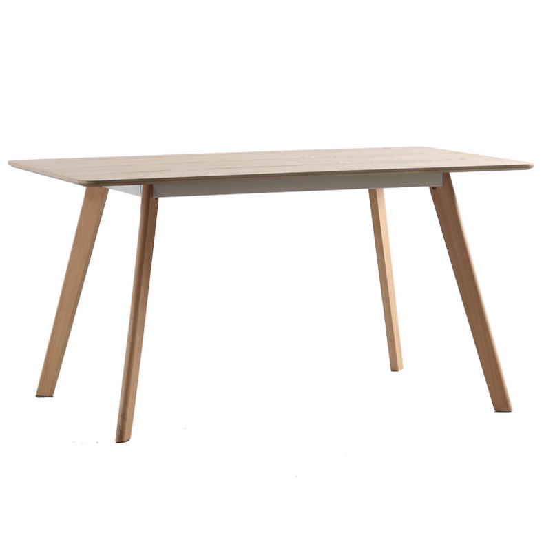 120*80*74cm MDF top beech legs dining table