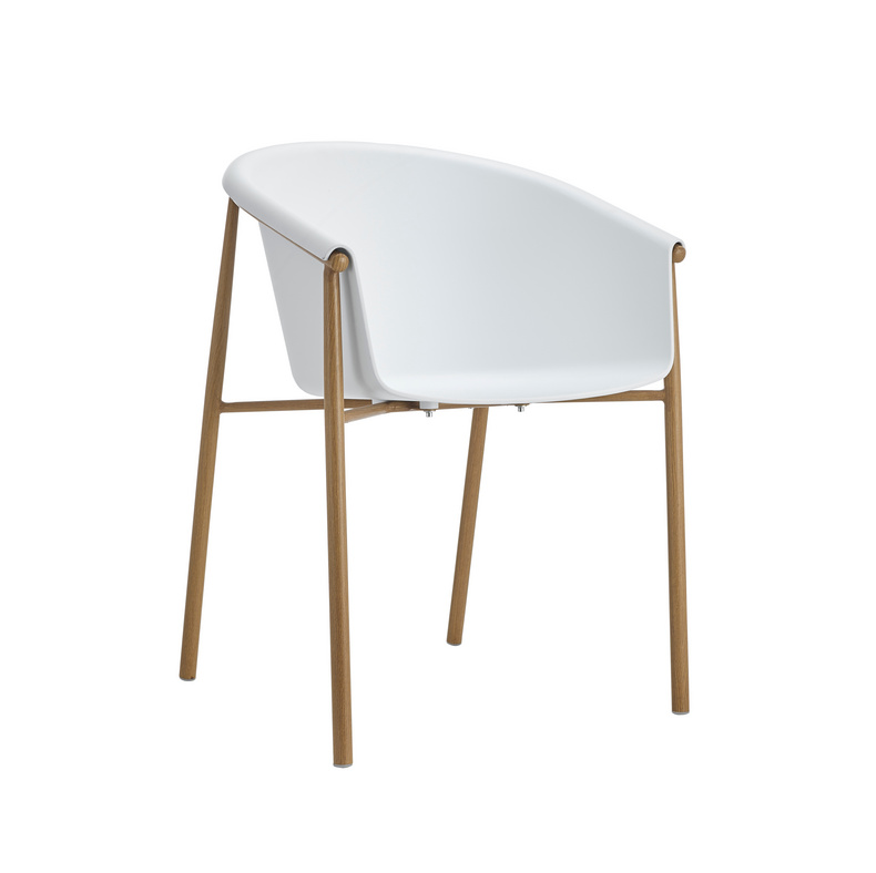 Modern cheap price simple PP white top solid metal leg wholesale plastic dining chair