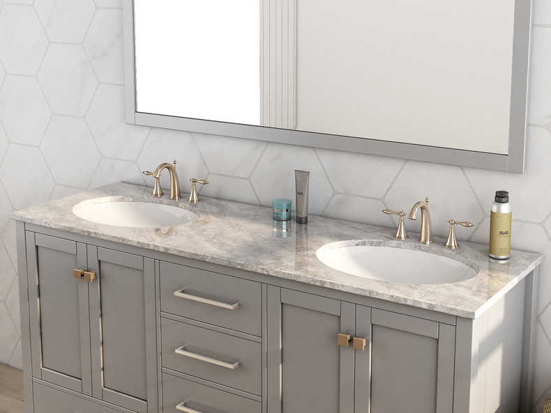 American Style Wood Painting Marble Countertop Bathroom Vanities