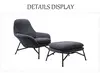 Fabric cushion stainless steel base leisure lounge chair with ottoman for living room