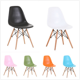 Ebay Popular Eiffel Plastic Dining Chair with wood legs