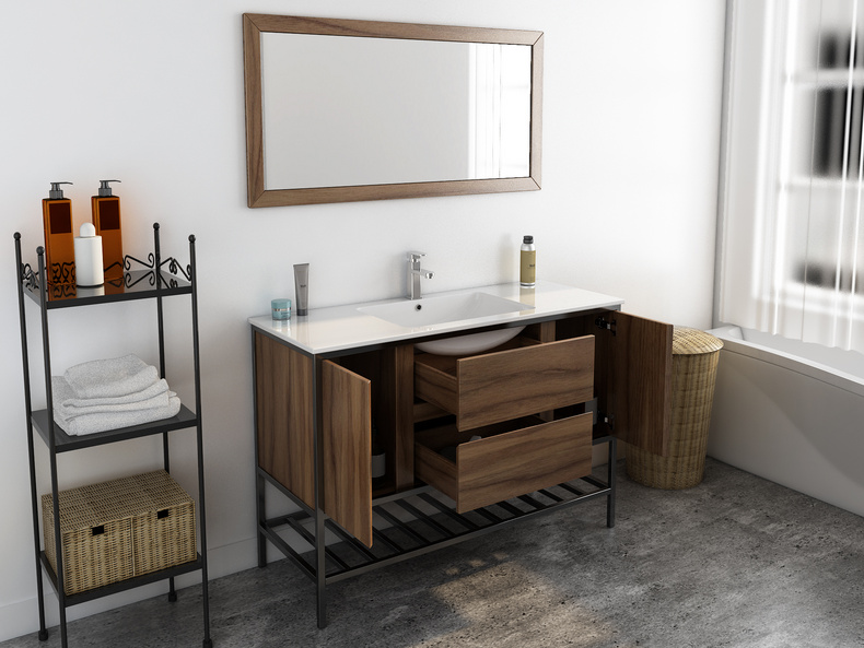 Modern Wood Ceramic Double Sink Bathroom Vanity MLYJ-14