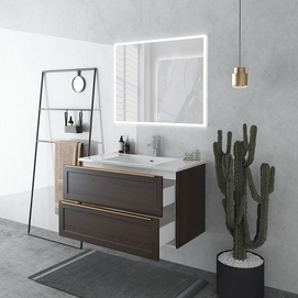 Wholesale Modern Wood Melamine Floor Mounted Mirrors Sink Bathroom Vanities MFYJ-07