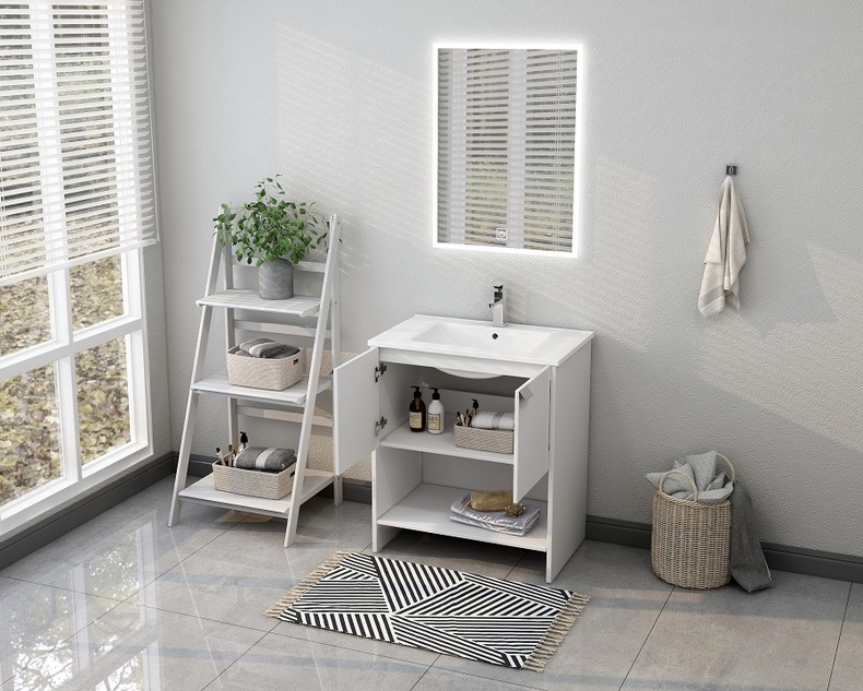 Wholesale Home Furniture White Wooden Ceramic Sink Bathroom Vanities MPYJ-47