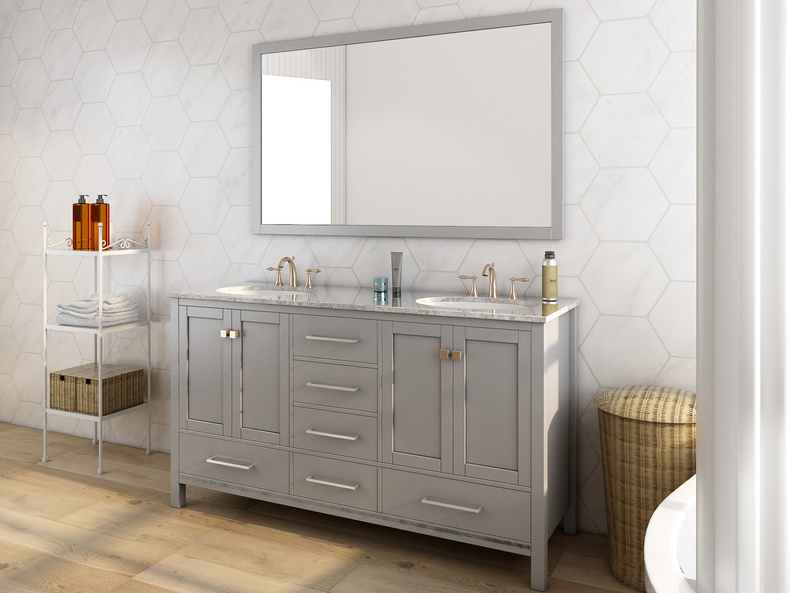 American Style Wood Painting Marble Countertop Bathroom Vanities