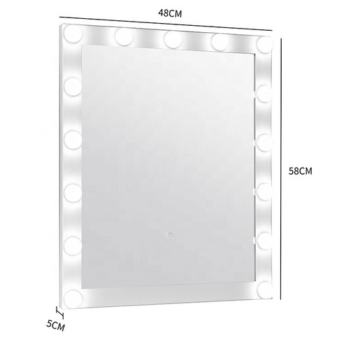 Wall White Frame Dimmable Led Defrost Hollywood Mirror