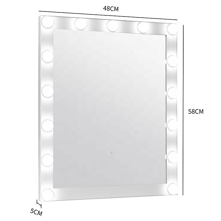 Wall White Frame Dimmable Led Defrost Hollywood Mirror
