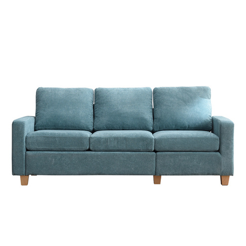 Nordic Style Blue Fabric Three Seater Sofa