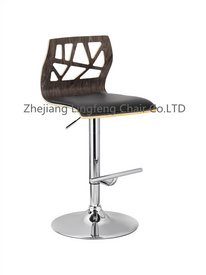 Simple Bentwood PU Cover Metal Swivel Adjustable Height Bar Chairs