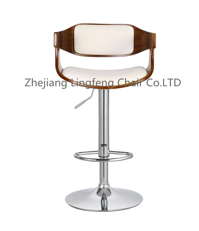 plywood frame covered with pu chrome base bentwood bar chair with armrest SF-4040