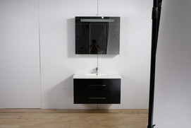 Black Modern Wall Mounted MDF Wood Painting Mirrored Bathroom Vanities