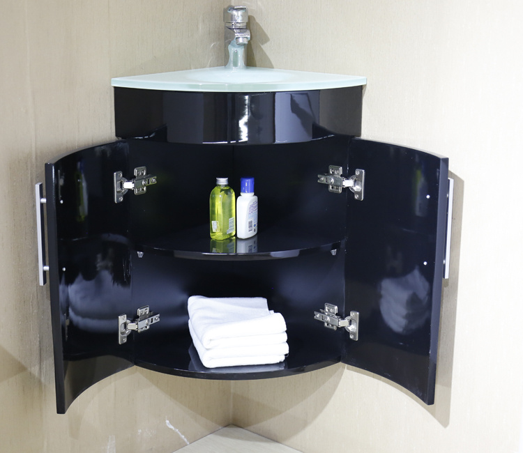 Black Corner Painting Wood Ceramic Basin Bathroom Vanities