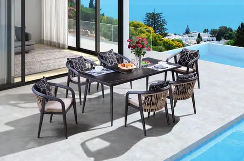 Outdoor restaurant dining set chair and table