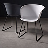 Design fashion style plastic seat chairs with metal leg for dining room and living room