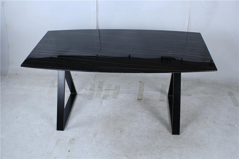 modern glass top metal leg dining table DT-998