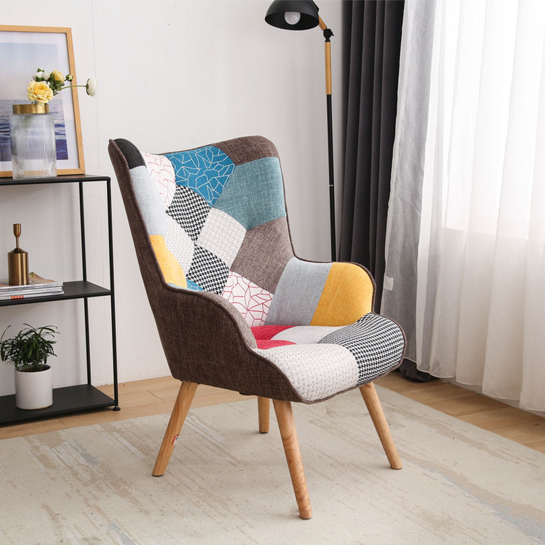 Nordic patchwork leisure lounge chair sofa stool adult lunch break household chair