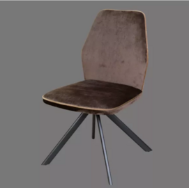 Armless coffee colour fabric dining chair