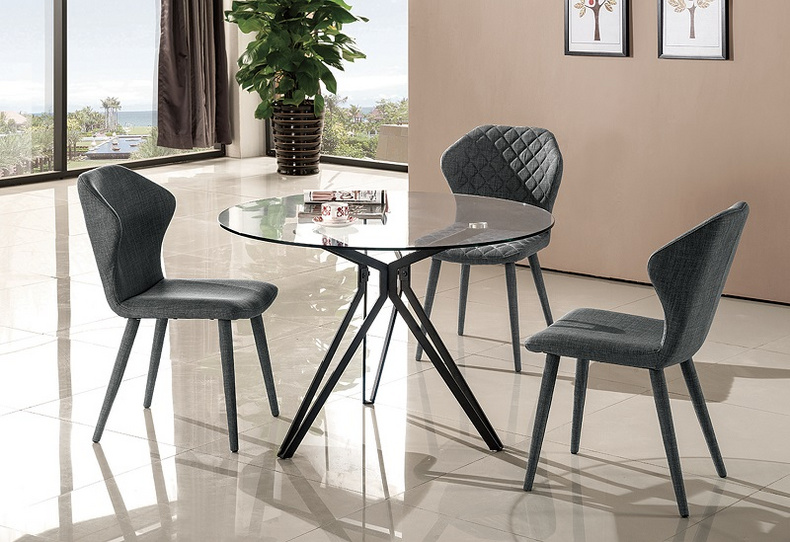 E165 round glass dining table
