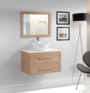 Modern Wall Mounted Upmount Ceramic Sink Wood Melamine Bathroom Cabinets -MFYJ-05