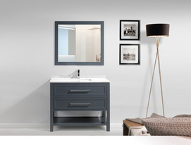 Free Standing American Style Solid Wood Mirrored Bathroom Vanities MPYJ-33