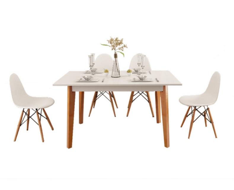 White Minimalist Dining Table and Chairs Set DH-T0377